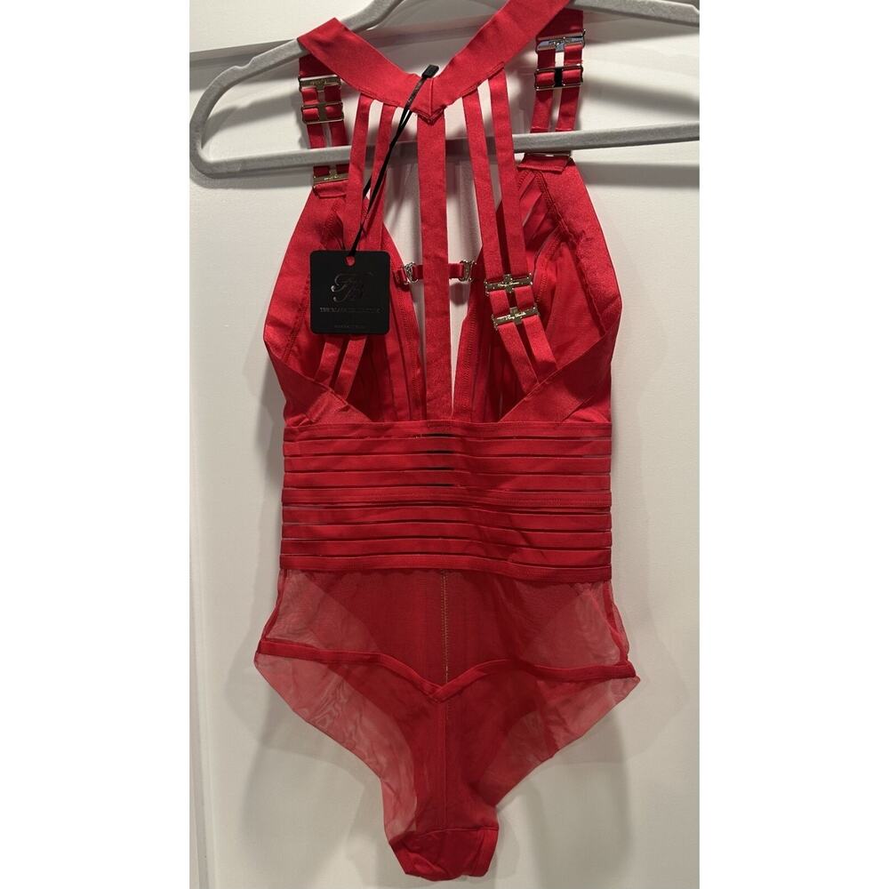 Honey Birdette LINDA C❤️ Raspberry Red Striped Bodysuit XS - Picture 4 of 6